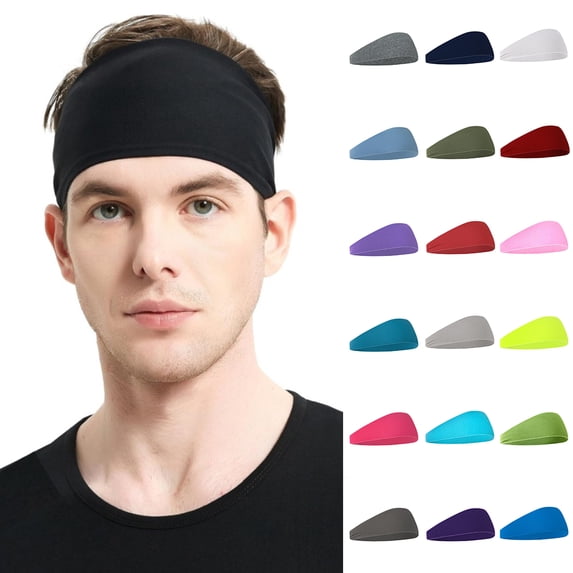 Lumtrix Mens Women Wide Running Headband Stretchy Sweatband Sports Headband for Cycling,Basketball,Yoga,Fitness Workout Plain Unisex Hairband Deep Red One Size