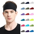 thumbnail image 1 of Lumtrix Mens Women Wide Running Headband Stretchy Sweatband Sports Headband for Cycling,Basketball,Yoga,Fitness Workout Plain Unisex Hairband Fluorescence Yellow One Size, 1 of 3