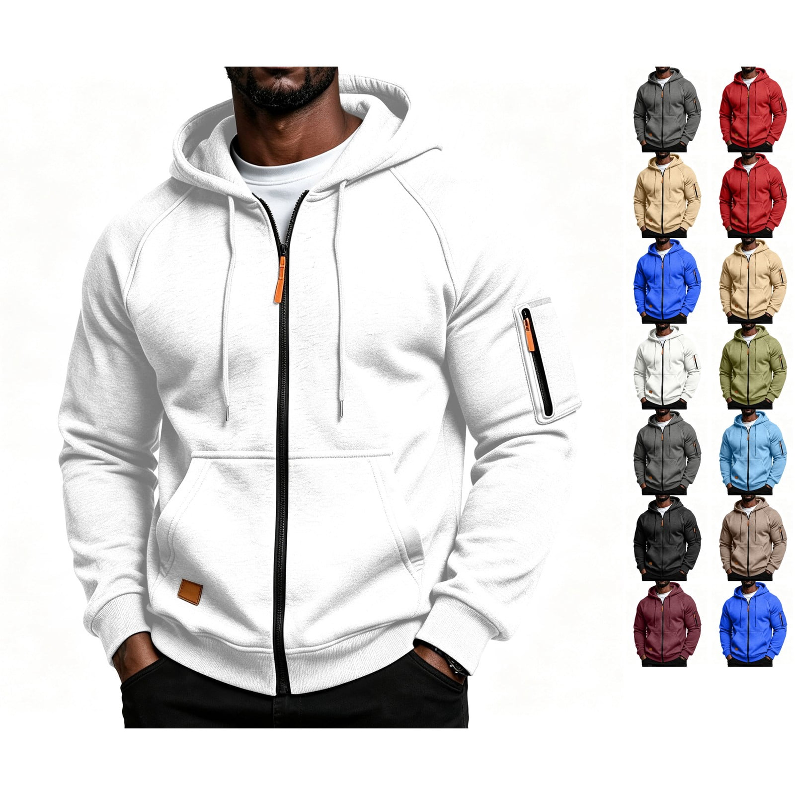 Lumtrix Mens Zip Up Hoodie Long Sleeve Tactical Jackets With Bicep Zip ...