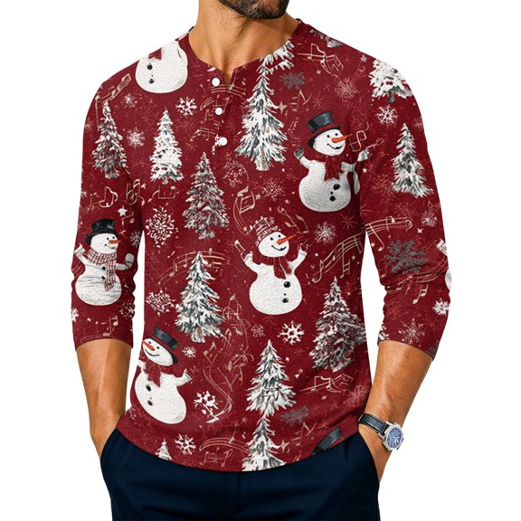 Lumtrix Merry Christmas christmas graphic Shirt for Men Funny Xmas Graphic Long Length Sleeve Tee Family Party Top Wine L