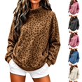 thumbnail image 1 of Lumtrix Mock Neck Hoodie For Women Cheetah Print Oversized Fleece Hoodies Pullover Hoodies Fall Casual Sweatshirts With Pockets Coffee S, 1 of 1