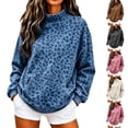 thumbnail image 1 of Lumtrix Mock Neck Hoodie For Women Cheetah Print Oversized Fleece Hoodies Pullover Hoodies Fall Casual Sweatshirts With Pockets Royal Blue S, 1 of 5