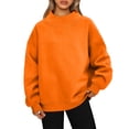 thumbnail image 1 of Lumtrix Mock Neck Sweatshirt Women Oversized Pullover Sweatshirts No Hood Plain Long Sleeve Turtleneck Tops Fall Winter Clothes Saffron L, 1 of 5