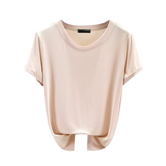 Lumtrix Modal T Shirt for Women Crew Neck Short Sleeve Solid Color Tops Soft Basic Tees Comfy Blouse Shirts Lounge Sleepshirts Complexion L