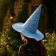 thumbnail image 1 of Lumtrix Oversize Ruched Wide Brim Witch Hat Halloween Decorations Costume Hat for Party Soft Skin-Friendly Textured Pointed Caps Party Decor Blue One Size, 1 of 3