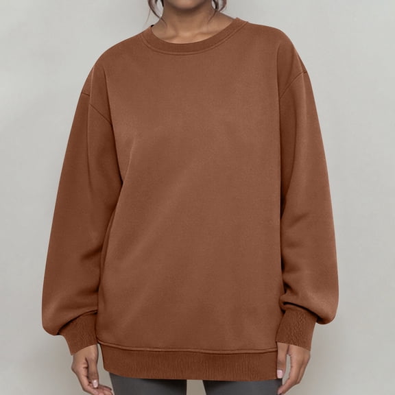 Lumtrix Oversized Sweatshirts Women Long Sleeve Crewneck Sweatshirt Trendy Casual Pullover Tops Fall Winter Clothes 2025 Brown XL