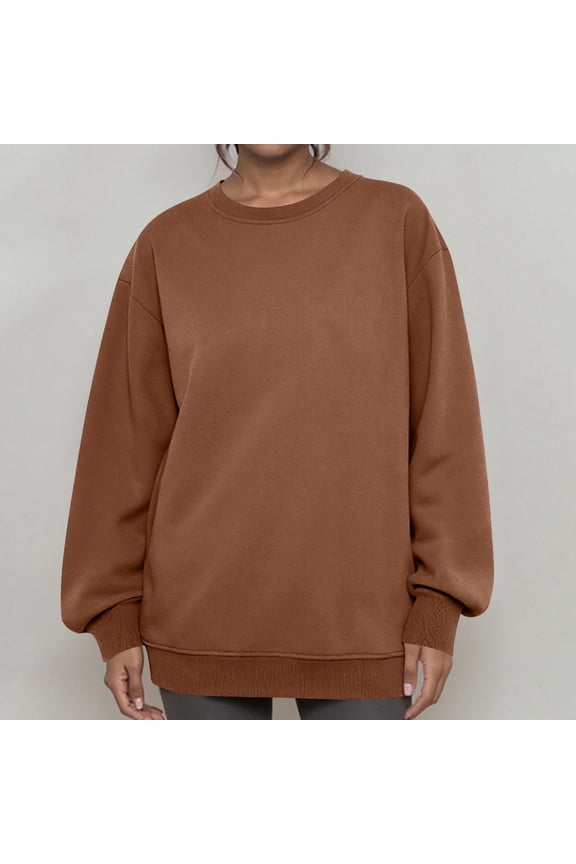 Oversized Sweatshirts Women Long Sleeve Crewneck Sweatshirt Trendy Casual Pullover Tops Fall Winter Clothes 2025 Brown XL
