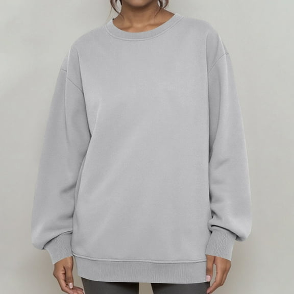 Lumtrix Oversized Sweatshirts Women Long Sleeve Crewneck Sweatshirt Trendy Casual Pullover Tops Fall Winter Clothes 2025 Light Gray L
