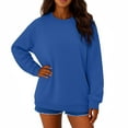 thumbnail image 1 of Lumtrix Oversized Sweatshirts for Women Cotton Long Sleeve Casual Tops Crewneck Pullover Sweat Shirts Fall Fashion Clothes Dark Blue 2XL, 1 of 3