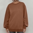 thumbnail image 1 of Lumtrix Oversized Sweatshirts for Women No Hood Crewneck Loose Fit Fleece Pullover Tops Fashion Fall Clothes 2026 Brown XL, 1 of 5