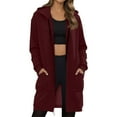 thumbnail image 1 of Lumtrix Oversized Zip Up Hoodie Women Long Hooded Jackets Full Zipped Sweatshirts Womens Fall Fashion 2025 Fleece Lined Hoodies Wine 2XL, 1 of 6
