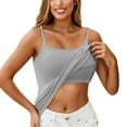 thumbnail image 1 of Lumtrix Padded Camisole for Women Built in Bra Adjustable Spaghetti Strap Cami Going Out Basic Shirt Square Neck Lounge Wear Gray M, 1 of 6