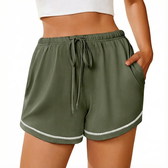 Lumtrix Pajama Shorts Women Shorts Casual Lounge Shorts Cute High Elastic Waist Pajama Bottom Comfy Casual Pj Bottom Army Green M