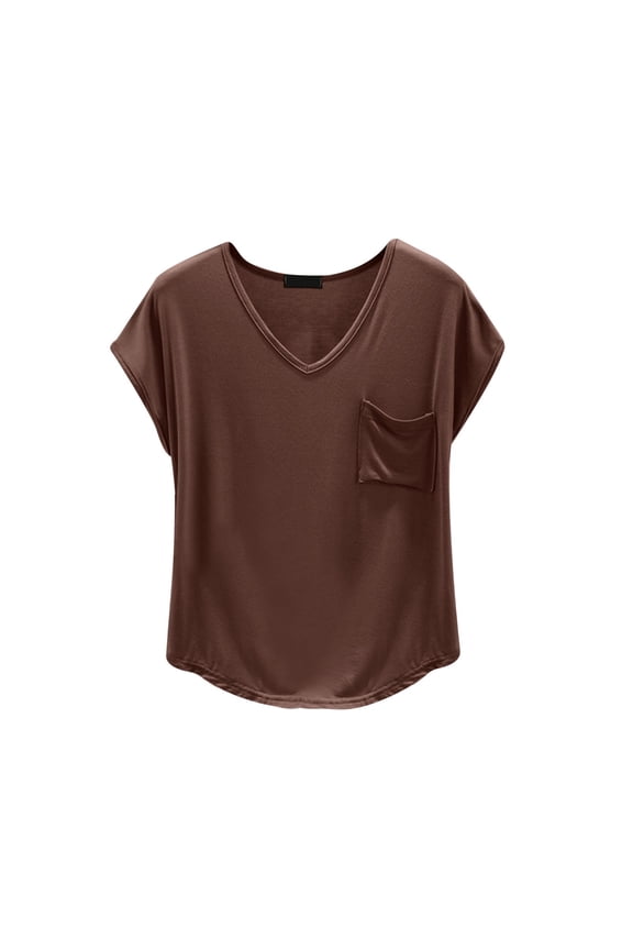 Pajama Tops Women Cap Short Sleeve Loose Fit Sleep Shirts Summer Casual Lightweight Breathable Lounge Blouse Coffee XL