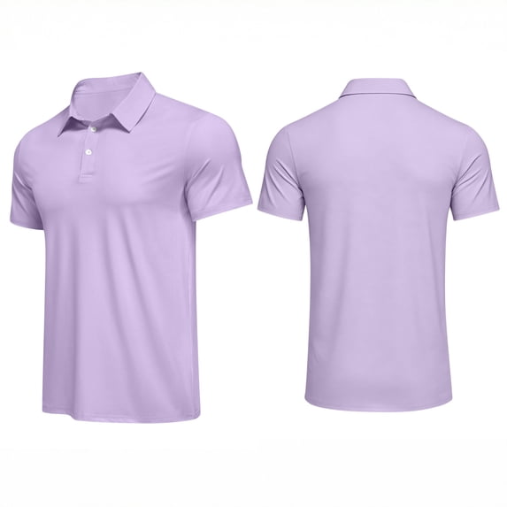 Lumtrix Polo Shirts For Men Short Sleeve T-Shirts Quick Dry 2 Buttons Casual Basic Performance Golf ShirtsLight Purple M