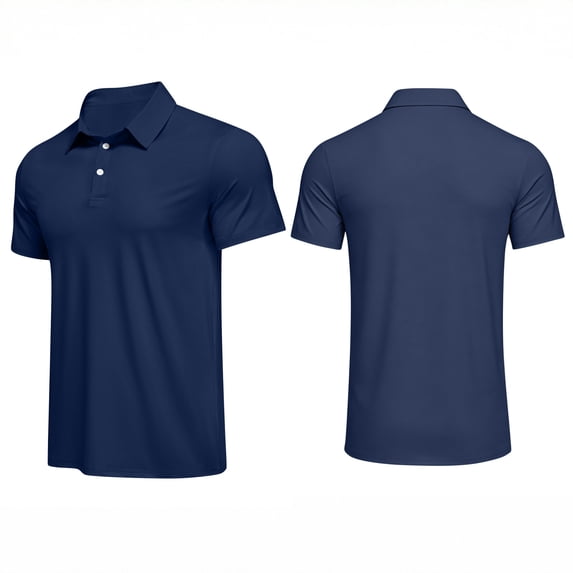 Lumtrix Polo Shirts For Men Short Sleeve T-Shirts Quick Dry 2 Buttons Casual Basic Performance Golf ShirtsNavy 2XL