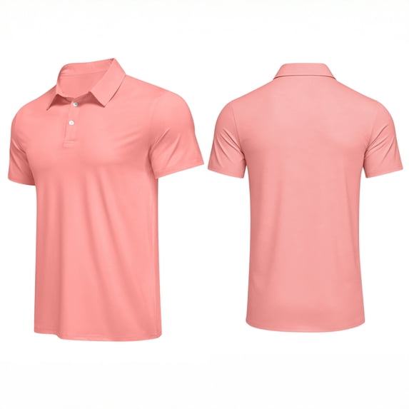 Lumtrix Polo Shirts For Men Short Sleeve T-Shirts Quick Dry 2 Buttons Casual Basic Performance Golf ShirtsPink 3XL