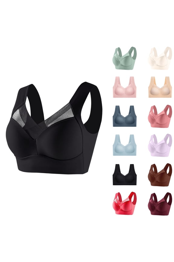Powerful Push Up Seamless Sports Bra for Women Supportive Comfort Wireless Shaping Wide Straps Full Coverage Complexion L