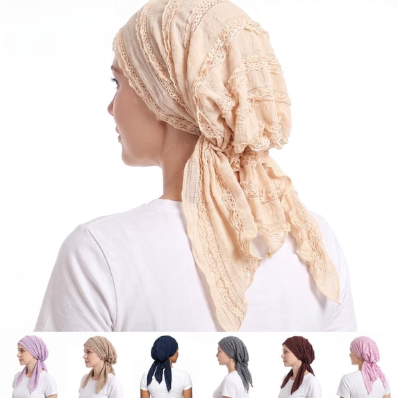 Lumtrix Pre Tied Headscarf For Women,Chemo Headwrap Slip On Turbans Soft Hats Chemo Beanie Coverings Scarves Hair Loss Head Skull Cap Complexion
