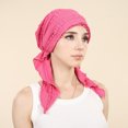 thumbnail image 1 of Lumtrix Pre-Tied Headwear For Women Elegant Lace Turban Headwrap Soft Stretchy Caps Breathable Cancer Headscarf Hot Pink One Size, 1 of 8