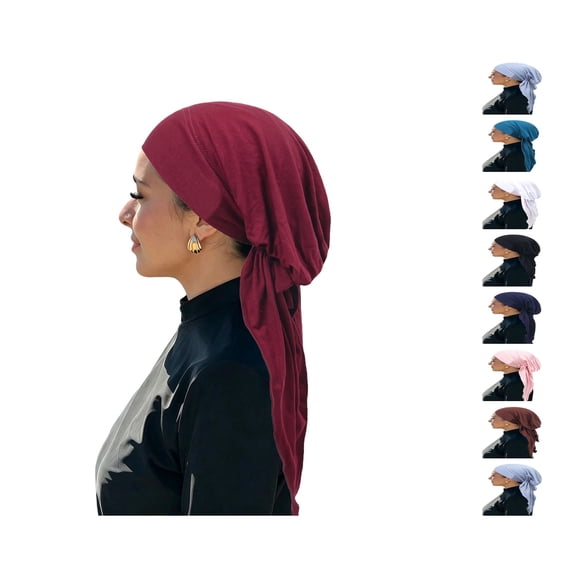 Lumtrix Pre-Tied Headwrap for Women Slip On Turban Cancer Head Scarf Sleep Hair Cover Bandana Cap Red One Size