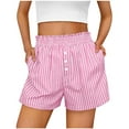 thumbnail image 1 of Lumtrix Ruffle Elastic Waist Summer Shorts for Women Trendy 2026 Cute Bottoms Plaid Y2K Beach Vacation Boxers with Pockets Light pink M, 1 of 6