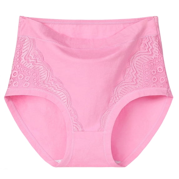 Lumtrix Seamless Underwear For Women Tummy Control High Waisted Panties Soft Lace Up No Show Full Coverage Briefs Pink 4XL