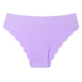thumbnail image 1 of Lumtrix Seamless Underwear for Women No Show Low Rise Bikini Panties Stretch Scalloped Silky Briefs Light Purple L, 1 of 2