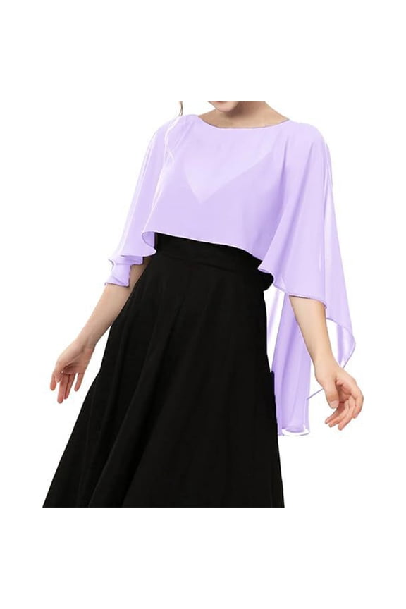Sheer Shawls And Wraps For Evening Elegant Dresses Chiffon Capes For Women Soft Wedding Cover Up Light Purple One Size