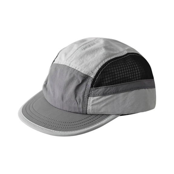 Lumtrix Short Brim Mesh Hat 5 Panel Flat Bill Hats Lightweight Breathable Block Mesh Baseball Caps Gray One Size