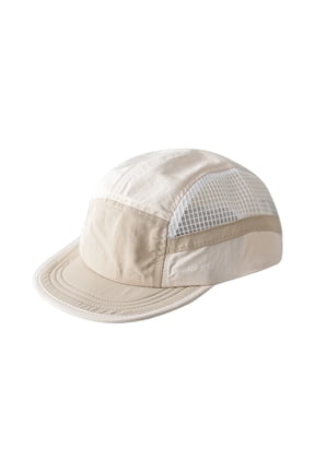 Short Brim Mesh Hat 5 Panel Flat Bill Hats Lightweight Breathable Block Mesh Baseball Caps Khaki One Size