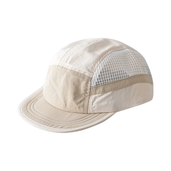 Lumtrix Short Brim Mesh Hat 5 Panel Flat Bill Hats Lightweight Breathable Block Mesh Baseball Caps Khaki One Size