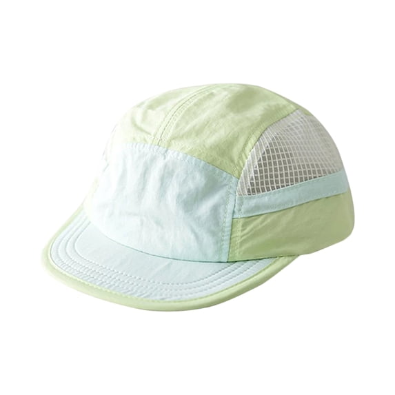 Lumtrix Short Brim Mesh Hat 5 Panel Flat Bill Hats Lightweight Breathable Block Mesh Baseball Caps Light Green One Size