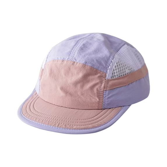 Lumtrix Short Brim Mesh Hat 5 Panel Flat Bill Hats Lightweight Breathable Block Mesh Baseball Caps Purple One Size