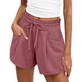 thumbnail image 1 of Lumtrix Shorts For Women Summer Casual High Waist Drawstring Comfy Dressy Lounge 2026 Lightweight Beach Vacation Shorts With Pockets Pink 2XL, 1 of 3