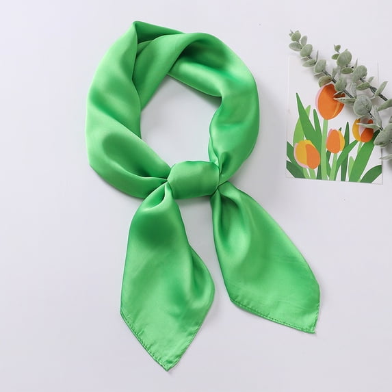 Lumtrix Silk Satin Scarf 27.5" Small Square Handkerchief Ribbon Neck Scarfs for Women Men Green One Size