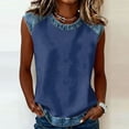 thumbnail image 1 of Lumtrix Sleeveless Tops For Women Dressy Summer Print Faux Denim Patchwork Tank Top Crewneck Loose Fit Tunics Blouses Vacation ShirtsNavy L, 1 of 6