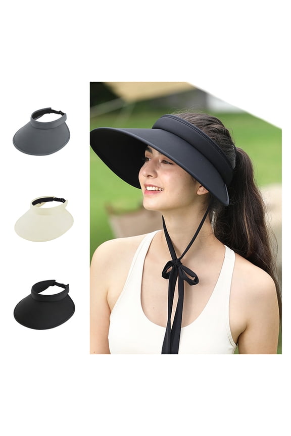 Sport Sun Visor Hats Adjustable Beach Hat UV Protection Empty Top Baseball Vacation Sunhats for Women and Men Dark Gray one size
