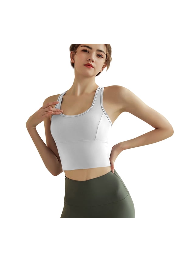 Sports Bras For Women,Wireless Comfortable Seamless Sleep Yoga Sports Bras Workout Crop Tank Tops Longline Sports Bra Push Up White 40
