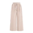 thumbnail image 1 of Lumtrix Striped Pants Women Summer Lounge Wide Leg Slacks Casual High Waist Trousers with Pockets Beige L, 1 of 7