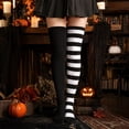 thumbnail image 1 of Lumtrix Striped and Solid Thigh High Socks for Women Mismatched Over the Knee Stockings Trendy Halloween Party Socks A One Size, 1 of 4