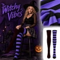 thumbnail image 1 of Lumtrix Striped and Solid Thigh High Socks for Women Mismatched Over the Knee Stockings Trendy Halloween Party Socks C One Size, 1 of 7