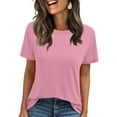 thumbnail image 1 of Lumtrix Summer Tops for Women Spring Short Sleeve Shirts Beach Vacation Plus Size Workout Tshirts Casual Clothes 2025 Pink M, 1 of 6