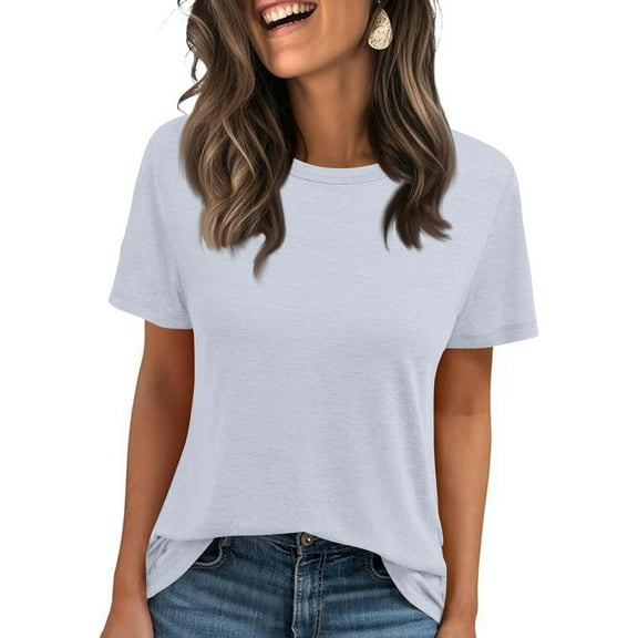 Lumtrix Summer Tops for Women Spring Short Sleeve Shirts Beach Vacation Plus Size Workout Tshirts Casual Clothes 2025 White L