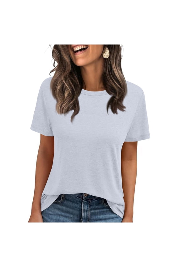 Summer Tops for Women Spring Short Sleeve Shirts Beach Vacation Plus Size Workout Tshirts Casual Clothes 2025 White L