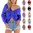 thumbnail image 1 of Lumtrix Sweaters For Women Casual V Neck Criss Cross Backless Long Batwing Sleeve Loose Knitted Sweater Pullovers Sky Blue L, 1 of 5