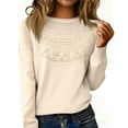 thumbnail image 1 of Lumtrix Sweaters for Women Long Sleeve Tops Soft Knit Crew Neck Pullover Hollow Out Sweater Lightweight Crochet 2026 Fall Clothes Beige L, 1 of 5