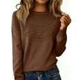 thumbnail image 1 of Lumtrix Sweaters for Women Long Sleeve Tops Soft Knit Crew Neck Pullover Hollow Out Sweater Lightweight Crochet 2026 Fall Clothes Coffee L, 1 of 5