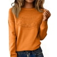thumbnail image 1 of Lumtrix Sweaters for Women Long Sleeve Tops Soft Knit Crew Neck Pullover Hollow Out Sweater Lightweight Crochet 2026 Fall Clothes Orange 2XL, 1 of 5