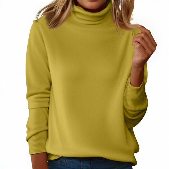 Lumtrix Sweaters for Women Turtleneck Mock 2025 Knitted Warm Pullover Light Long Sleeve Elegant Soft Sweater Loose Fitting Tops Light Green L